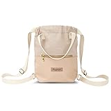 Amazinggirl Beuteltasche Damen Rucksackhandtasche 2 in 1 - Rucksack Beutel Tasche Handtasche Rucksacktasche Taschenrucksack Handtaschenrucksack Beige