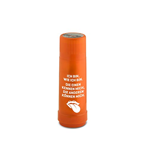 ROTPUNKT Isolierflasche 40 MAX Motto Ich Bin, wie ich Bin | BPA-frei - gesundes Trinken | Made in Germany | Warm + Kalthaltung (Glossy orange, 500 ml)