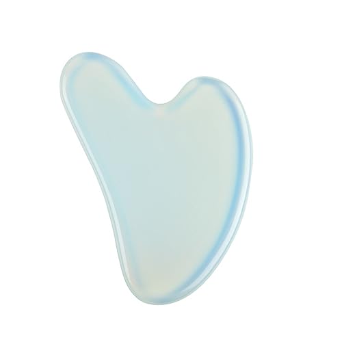 Naturstein Jade Gouache Schaber Rosenquarz Gesichts Gua Sha Werkzeuge Nackenmassagegerät for Facelifting Beauty Tools,Rosa zhiwei (Color : Lightblue)