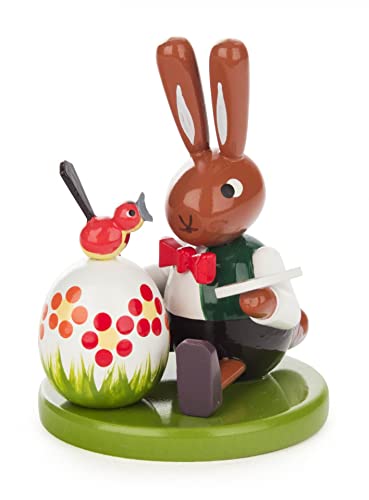 Rudolphs Schatzkiste Osterhase Eiermaler klein 5,5x8x5,5cm NEU Hase Holzhase Osterdeko Osterfigur Erzgebirge