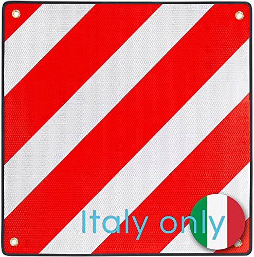 PLANGER® - Warntafel Italien (50 x 50 cm) - Reflektierendes Warnschild rot weiß für Heckträger u Fahrradträger