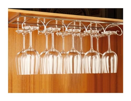 PooBa Weinglasregal, Edelstahl-Stielglasregal unter dem Schrank, Weinglasregal, hängender Weinglashalter, Weinschrank, Glashalter, einfache Installation (5 Reihen (52,5 cm)) (Size : 4 Rows(42.5cm))