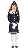 Guirca Mädchen Uniform Stewardess Kostüm L-(10/12 Jahre)