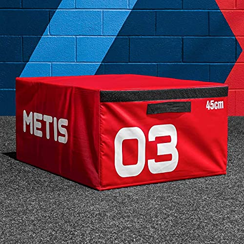 METIS Plyo Box Set | Stapelbare Plyo Boxen - Heimtraining & im Fitnessstudio | Hochwertige Soft Foam Jump Box | 15cm/30cm/45cm/60cm/Set von 4 (Rot (45 cm))