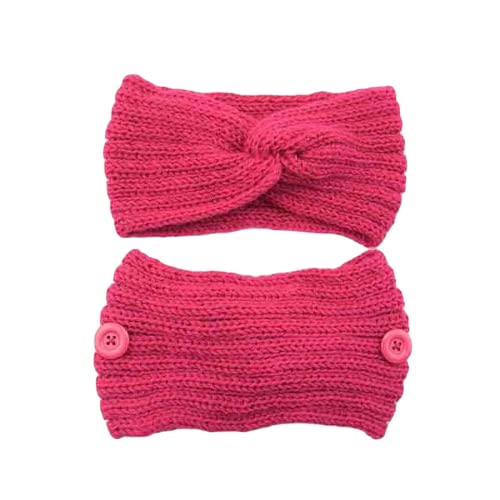 TOBILE Ohrenschützer Winter Gestrickte Stirnbänder für Frauen Warmes Haarband mit Knopf Ohrwärmer Stricken Turban Bandage Haarschmuck - 15
