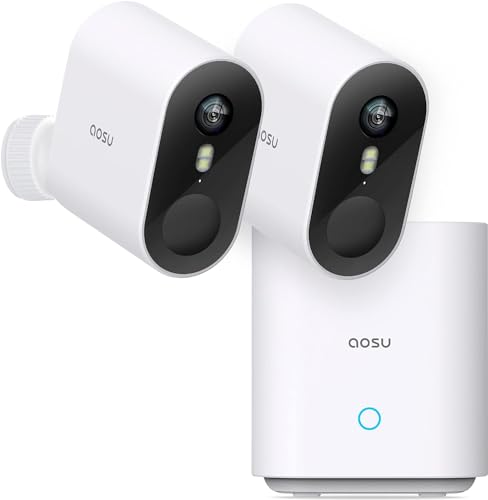 AOSU 2K QHD Überwachungskamera Aussen Akku, Kamera Überwachung WLAN, 166° Sichtfeld, Farbige Nachtsicht, 2-Wege Audio, IP67 Wasserdicht, kabellose überwachungskamera mit 32GB Lokale Speicherung