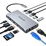 SUTOUG 12-in-1 USB-C-Hub, Dockingstation, Dreifach-Displays, Laptop-Dockingstation für MacBook Pro und Windows (2 HDMI, DP, 100 W PD, SD/TF-Kartenleser, 3 USB-3.0-Anschlüsse)