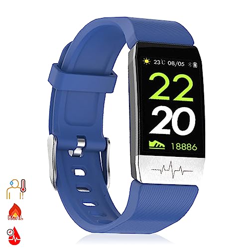 DAM. F112 Smart-Armband mit Körpertemperaturmessung, Elektrokardiogramm, Spannung und O2 in Blutfarbe: Blau, Normal