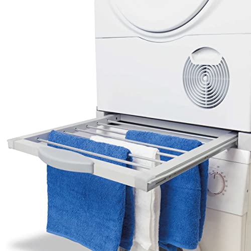 Roller Stacking Kit Verbindungsrahmen mit Wäscheleine für Waschmaschine Trockner 60x60 cm Weiß