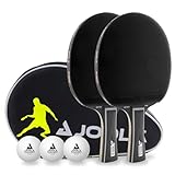 JOOLA Tischtennis Set Black Duo PRO 2 Tischtennisschläger + 3 Tischtennisbälle + Tischtennishülle, schwarz, 6-teilig