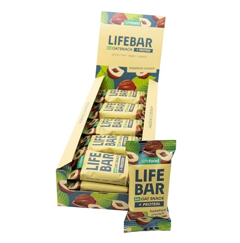 Lifefood Lifebar Haferriegel, Hafer Riegel, Haferflocken Riegel, Hafer Snack BIO Vegan Lactosefrei Glutenfrei - 15er Pack (15 x 40 g) (Haselnuss Crunch)