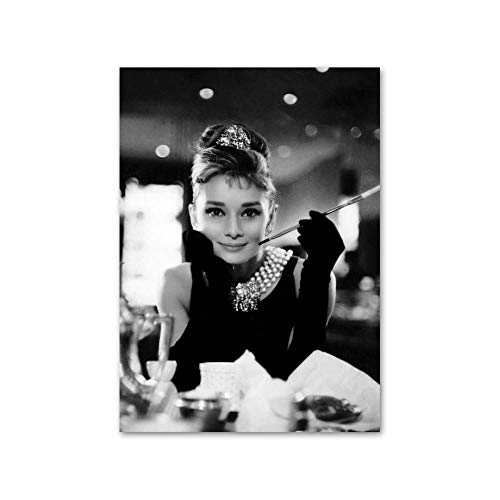 Audrey Hepburn Poster Filmstar Fotografie Foto Schwarz Weiß Audrey Hepburn Wand Bilder Audrey Hepburn Bild Mode Zimmer Schlafzimmer Dekor Leinwand Gemälde F09112