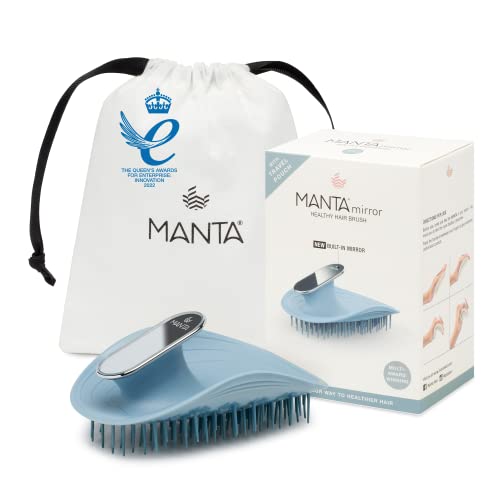 Manta Mirror Haarbürste, vollständig flexible Haarbürste, sanfte Bürste, die hilft, Haarbruch zu verhindern (blau)