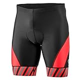 SLS3 Triathlon Hose Herren | 1 Tasche mit Reißverschluss | FX Z Tri Shorts | Gepolstert Schwarz (Black/Red Stripes, M)