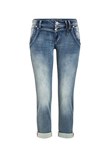 Timezone Damen Nalitz Slim Jeans, Blau (Aqua Blue wash 3039), W25
