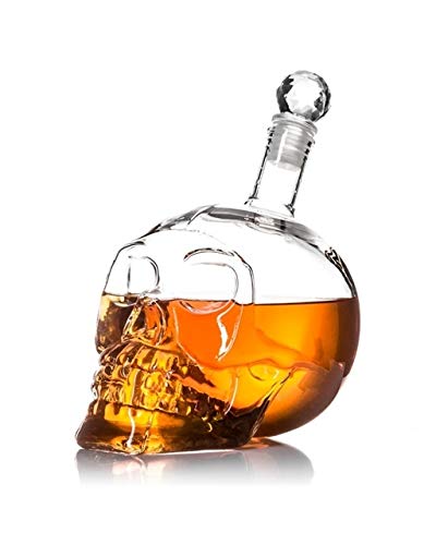 Monsterzeug Totenkopf-Karaffe, Kristallschädel, Whisky, Flasche, Glas, Schnaps, Death, Skull, 20 x 10,5 cm