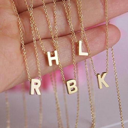 GURIDO Modische Initialen-Halskette, goldfarbene Buchstaben, Halskette mit einem Namen, Halskette für Damen, Anhänger, Schmuckgeschenk, F