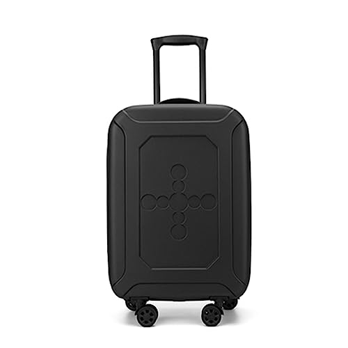 PRUJOY Erweiterbares Gepäck mit Spinnerrädern, Faltbarer, Leichter Trolley, Verstellbarer Trolley, TSA-Zoll-Zahlenschloss (Black Look 24 in)