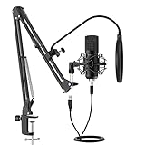 Amcrest USB-Mikrofon für Sprachaufnahmen, Podcasts, Gaming, Online-Konferenzen, Live-Streaming, Nierenmikrofon mit Galgenarm, Pop-Filter, Shock Mount, AM430-BPS