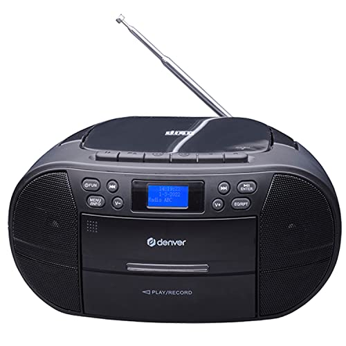 Denver CD-Player Boombox mit Kassette, DAB+ UKW Radio und AUX TDC-280B schwarz