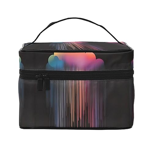 Farbenfroher Regenbogen, stilvoll und praktisch, eine unverzichtbare Reise-Kosmetiktasche mit extra großen Fächern und Reißverschluss, wasserdicht, Schwarz , Einheitsgröße