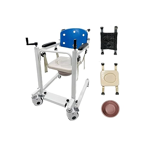 Patientenlift-Rollstuhl mit Töpfcheneimer und 2 Kissen, Pflege-Transferstuhl, Toilettenstuhl für Behinderte, ältere Menschen