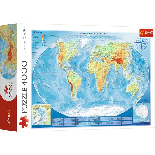 Trefl TR45007 Große Weltkarte 4000 Teile, Premium Quality, für Erwachsene und Kinder ab 15 Jahren Puzzle, Farbig