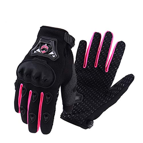 YGLONG Motorrad Handschuh Frauen Motorradhandschuhe Motocross volle Finger Reithandschuhe Motorrad Racing Radfahrenhandschuhe (Color : Pink, Size : S)