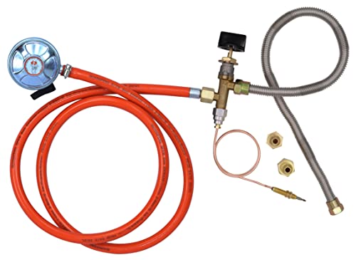 METER STAR CE-geprüfte Teile Propan-Feuerstelle/Kaminteile Gasregelventil-System Reglerventil mit 27 mm 37 mbar Clip-on Propan-Durchflussregler und Schlauch