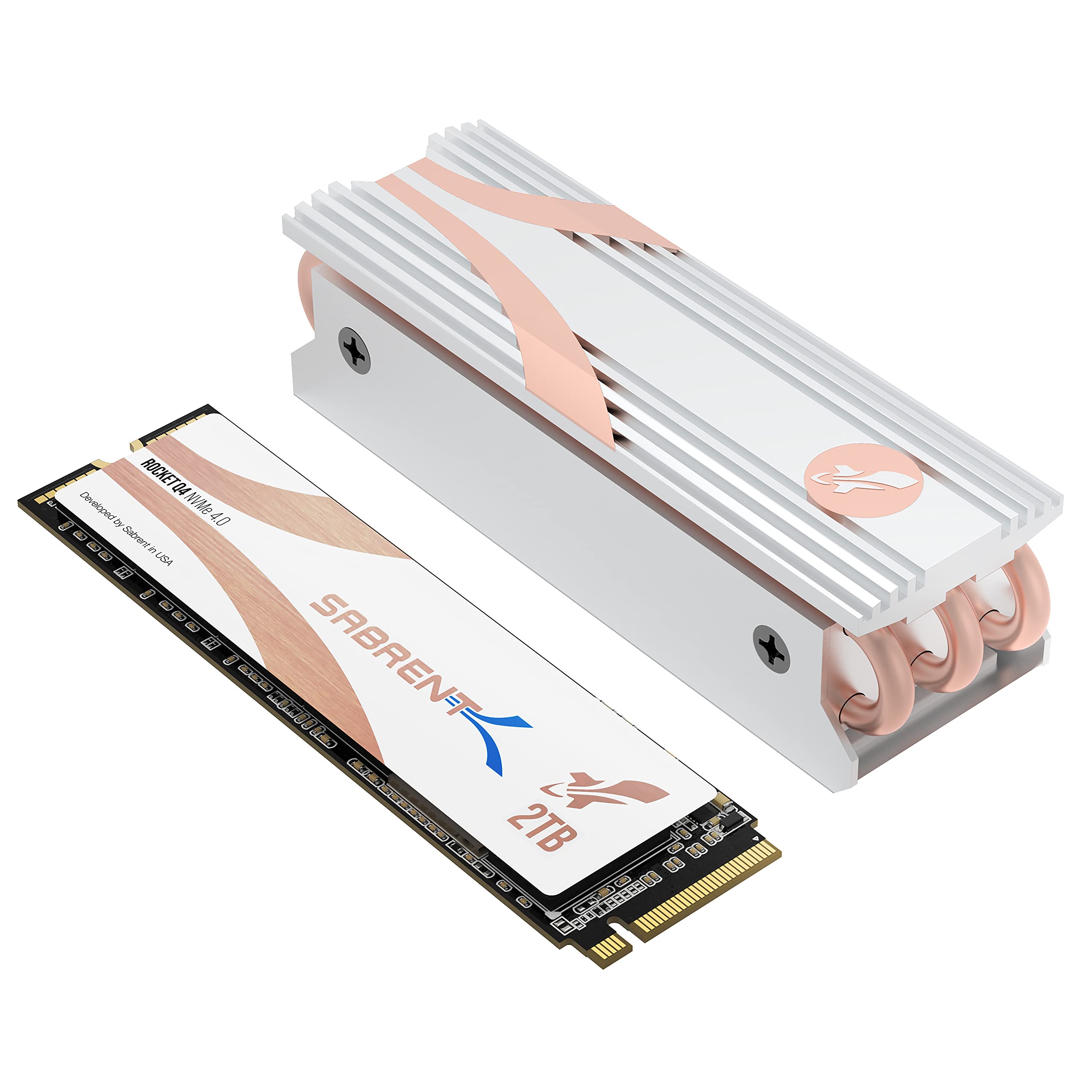 Sabrent M.2 NVMe SSD 2TB mit Kühlkörper Gen 4, Internes Solid State 4800 MB/s Lesen, PCIe 4.0 2280, intern Festplatte Extreme Performance kompatibel mit PCs, NUCs Laptops und desktops