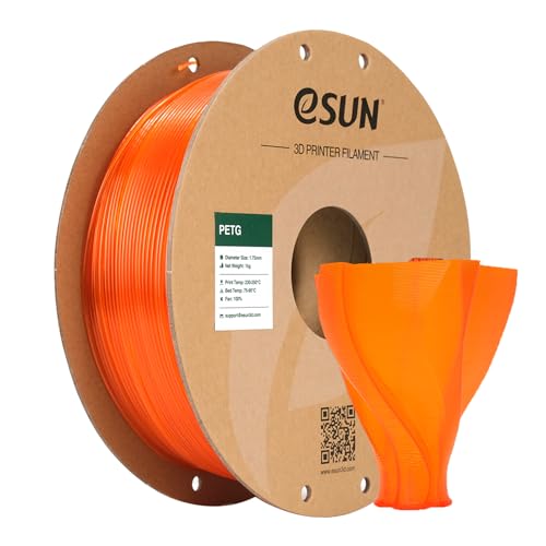 eSUN PETG Filament 1.75mm, PETG 3D Drucker Filament, Maßgenauigkeit +/- 0.05mm, 1KG (2.2 LBS) Spule für 3D Drucker in Vakuumverpackung, Orange