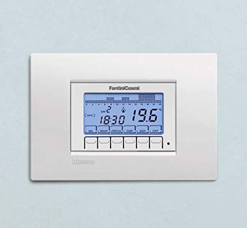 Fantini Cosmi CH143A, Chronothermostat mit Wochenprogramm, Unterputz, 230 V, Weiß/Silber