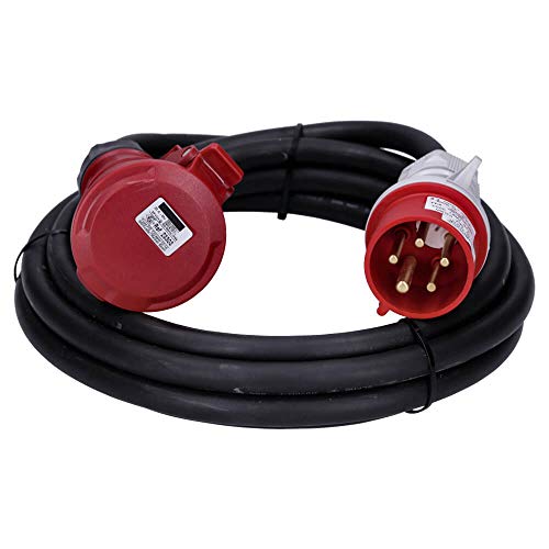 Voxura CEE-Kabel Verlängerungskabel Starkstromkabel 5-polig 400V H07RN 5G 6 32/5 32A IP44 Phasenwender Starkstrom 5m