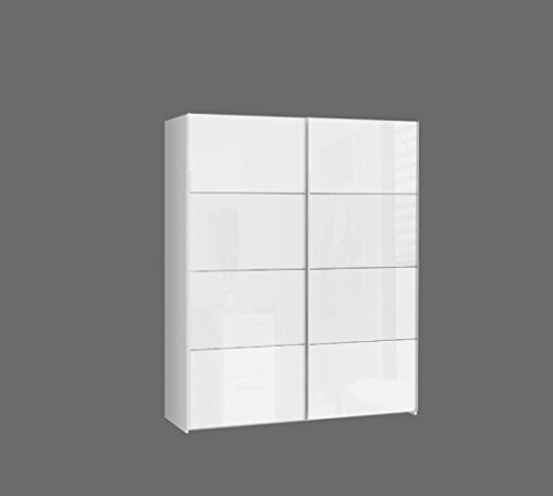 FORTE STARLET PLUS Kleiderschrank mit 2 Türen, Holzwerkstoff, weiß/weiß Hochglanz, B x H xT: 170,3 x 209,7 x 61,2 cm