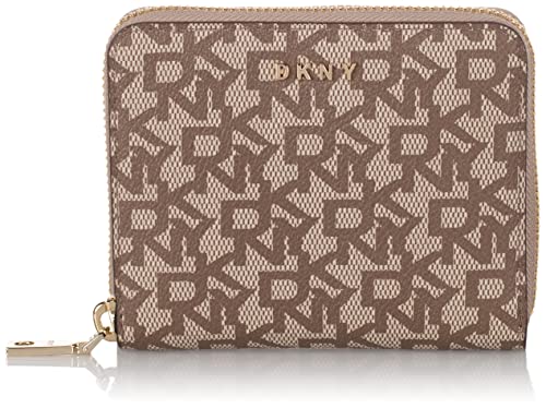 DKNY Women's Bryant-Sm Zip Around Bi-Fold Wallet, Chino/Caramel, S