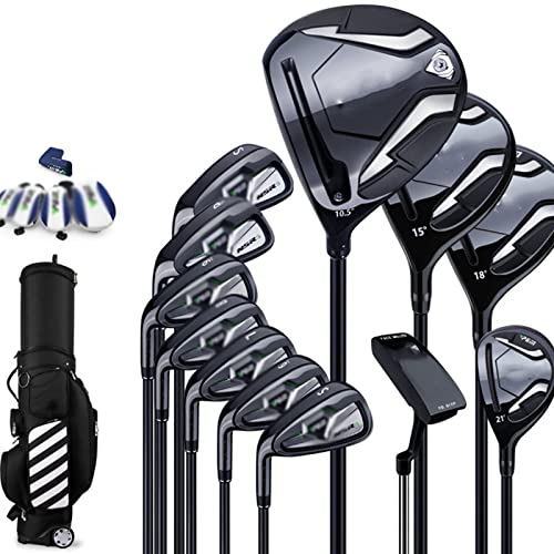 Herren-Golf-Komplettset, komplettes Anfänger-Golfschläger-Set, Golf-Standard-Balltasche, Golf-Männer für die Linke Hand, Carbonschaft, 12er-Pack mit Cart-Tasche