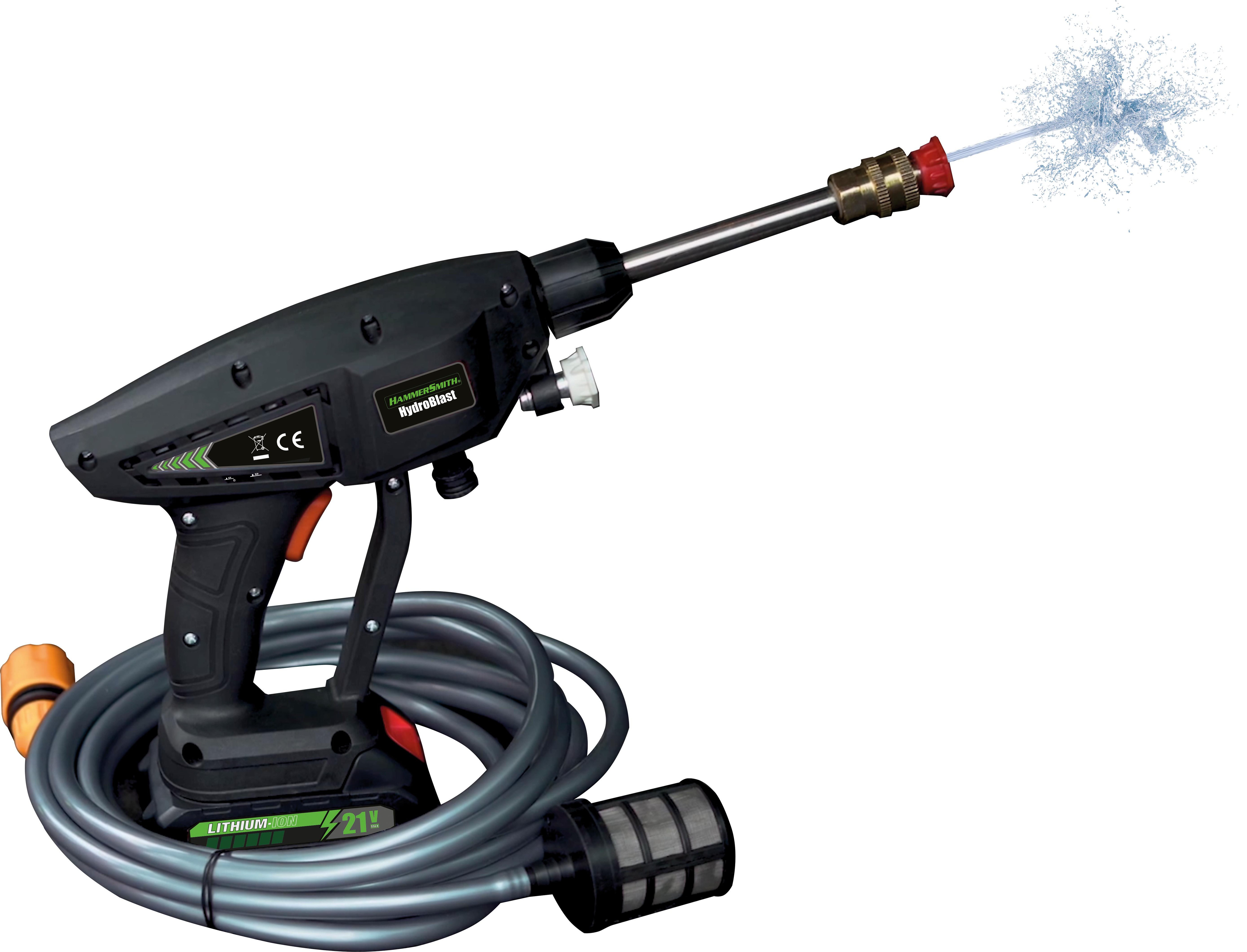 Hammersmith HydroBlast Reinigungspistole - Akku Hochdruckreiniger für Gartenschlauch - 5 m Reichweite - Schaumpistole ohne Kabel - Hochdruckpistole