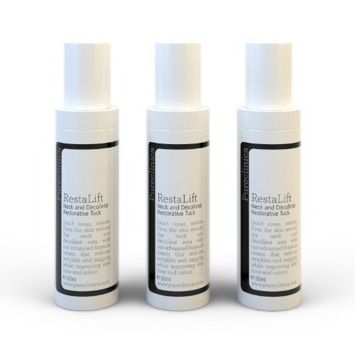 Restalift Neck and Dcollet Restorative Tuck x 3 bottles. Boob & Turkey Neck surgery in a bottle! Lift your cleavage, tighten sagging skin with patented peptides. SKU: RNDx3 by Pureclinica