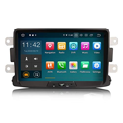 ERISIN 8 Zoll Android 10.0 Autoradio für Renault Dacia Duster Logan Lodgy Dokker mit GPS-Navi Unterstützt Carplay Android Auto Bluetooth A2DP WiFi 4G DAB + RDS Mirror- Link TPMS 2GB RAM + 16GB ROM
