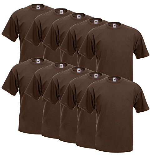 10er Pack Valueweight Fruit of the Loom T-Shirt Größe S - 5XL T-Shirts in vielen Farben S,chocolate