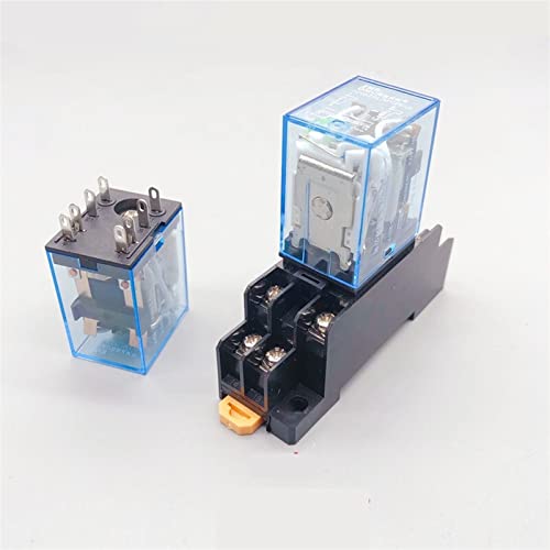 1 Stück, HH52P, MY2NJ, DPDT, Miniaturspule, allgemeiner elektromagnetischer Zwischenrelaisschalter mit Sockel, LED, AC 110/220 V, DC 12/24 V (Color : Has socket, Size : AC380V)