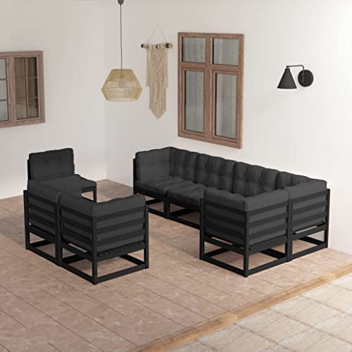 ZQQLVOO Lounge Sessel Terrassenmöbel Terassenmöbel Außen8-tlg. Garten-Lounge-Set mit Kissen Kiefer Massivholz