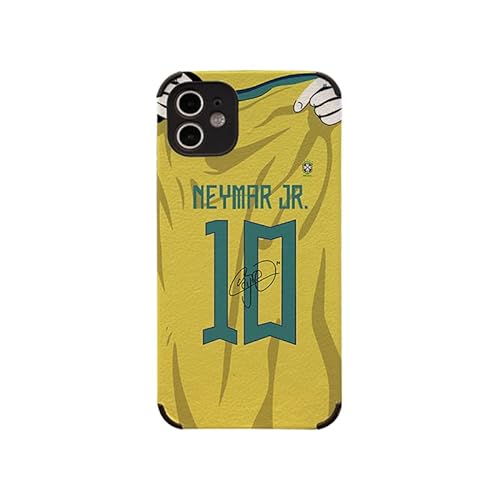 Coole Neymar Fußball-Handyhülle für iPhone 14, kreative Jersey-Stoßdämpfung, weiche Hautrahmenunterstützung, schwarze Handyhülle für Teenager-Mädchen und Jungen, Damen und Herren (n,14)
