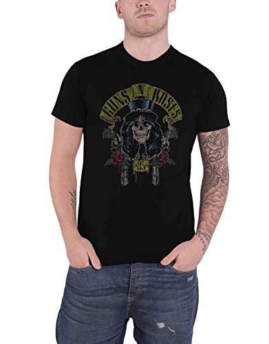 Guns N' Roses Herren Slash '85 T-Shirt, Schwarz (Black Black), Large