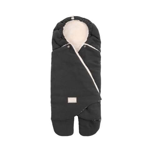Nuvita 9100 Cuddle | Weicher Schlafsack mit verstellbarer Kapuze und individuellem Fußsack | perfekt für 0 bis 10 Monate (80 cm) | Temperaturbeständig bis 8 °C, wasser- und winddicht | Anthrazit /