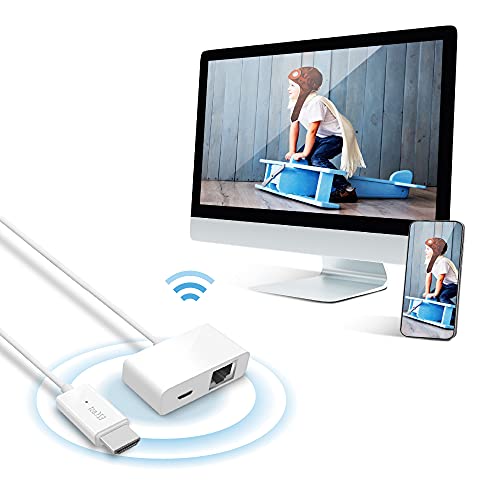 EZCast MagicEther Full HD Wireless Display Receiver verbindet den Router über Ethernet-Kabel, iOS-/Android-/Mac OS-/Windows-Unterstützung, kompatibel mit Google Home/Alexa-Sprachsteuerung, OTA-Updates