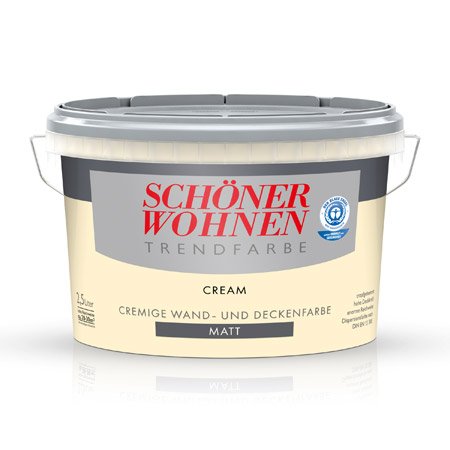 SCHÖNER WOHNEN FARBE Wand- und Deckenfarbe »Trendfarbe Cream, matt«, 2,5 l