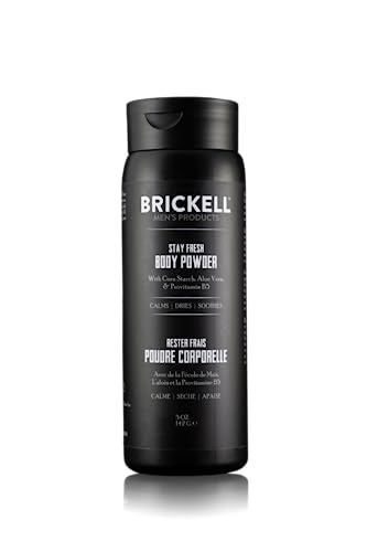 Brickell Men's Products Stay Fresh Body Powder for Men, Natural and Organic Talc-Free, Absorbs Sweat, Keeps Skin Dry (Scented, 142 g)