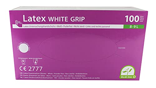 Medi-Inn Latex White Grip Einmalhandschuhe weiß puderfrei (Menge: 500 Stück, Größe: L (large))