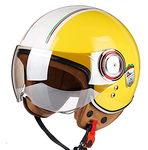 Sommer Vintage Motorrad Open Face Helm DOT/ECE Approved Jethelme Vintage Roller Helm Damen Herren Retro Elektrischer Halbhelm Mit Sonnenblende Jet-Helm 9,L